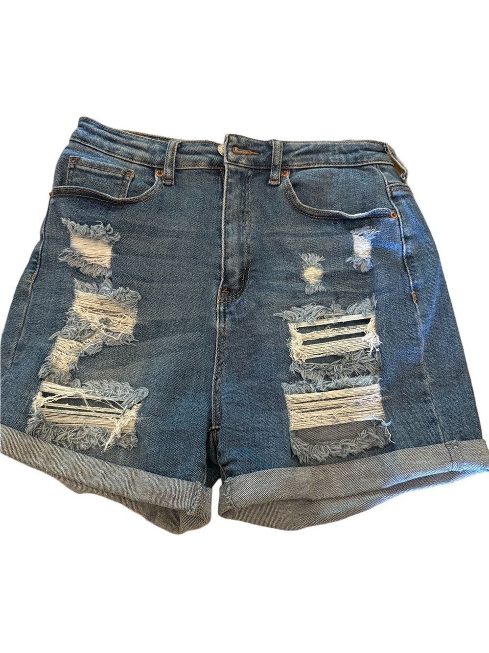 Wax Jean Blue Distressed Jean Shorts